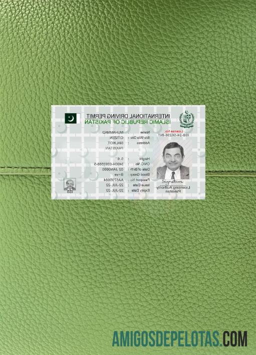 Carteira de motorista internacional do Paquistão 2022 presente fotolook frente exemplo real